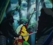kabuto fighting demons in the forest